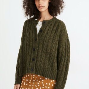 Madewell Olive Green Cable Knit Sweater
